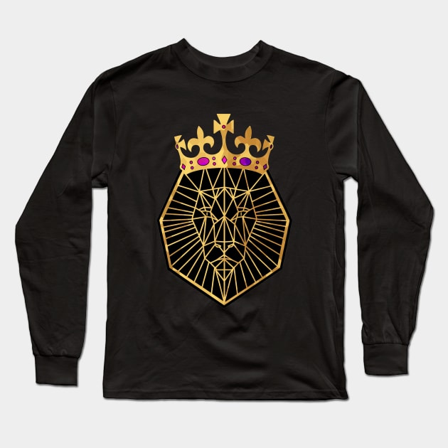 GOLD And Black Geometric Lion Long Sleeve T-Shirt by SartorisArt1